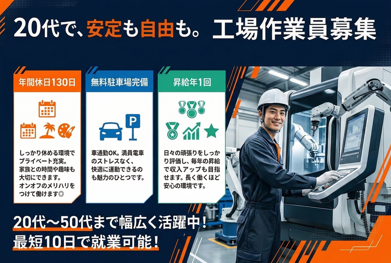 作業員募集 未経験可】工場作業員