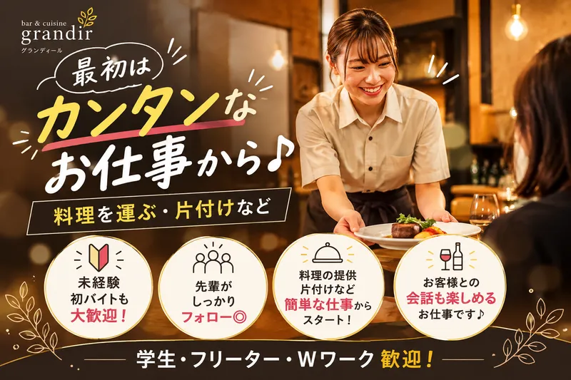 bar&cuisine　grandir(グランディール)のアルバイト・バイト求人情報