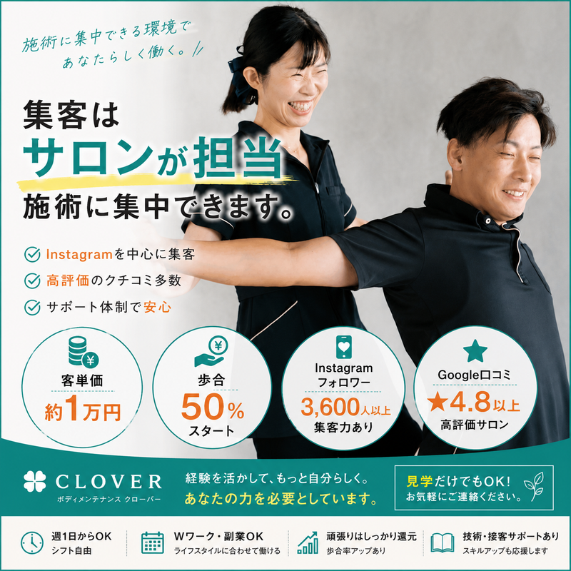 ボディメンテナンスCLOVERの求人・転職情報